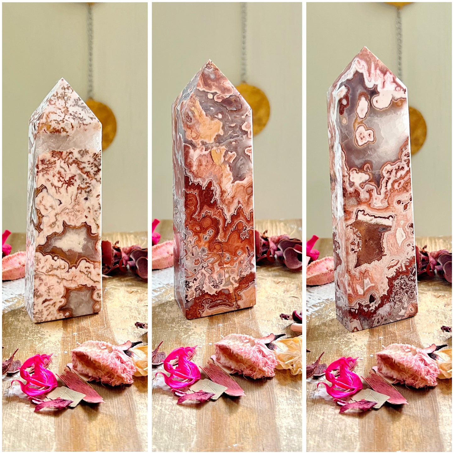 Mexican Lace Agate x Calcite UV REACTIVE Towers