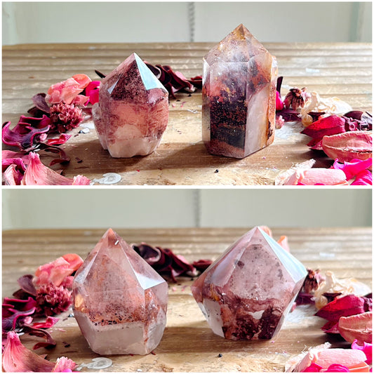 Red Phantom Quartz Half-Polished Points