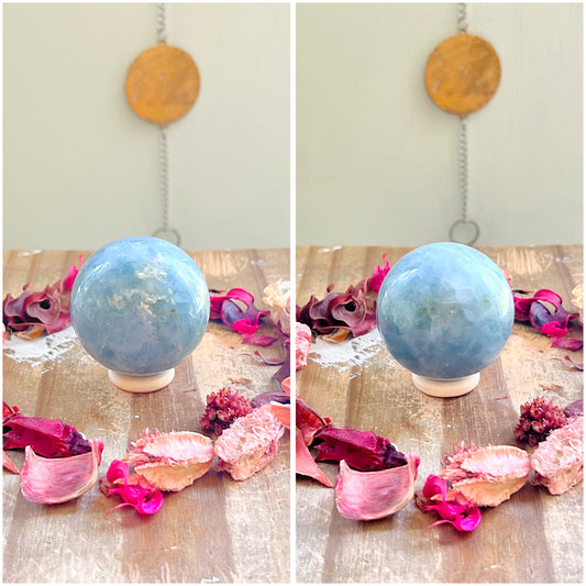 Celestite Spheres with Green Tourmaline