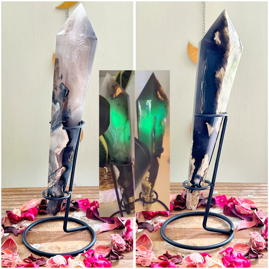 Volcano Agate Wands on Stands (UV REACTIVE)