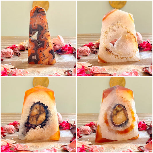 Druzy Red Banded Agate Towers