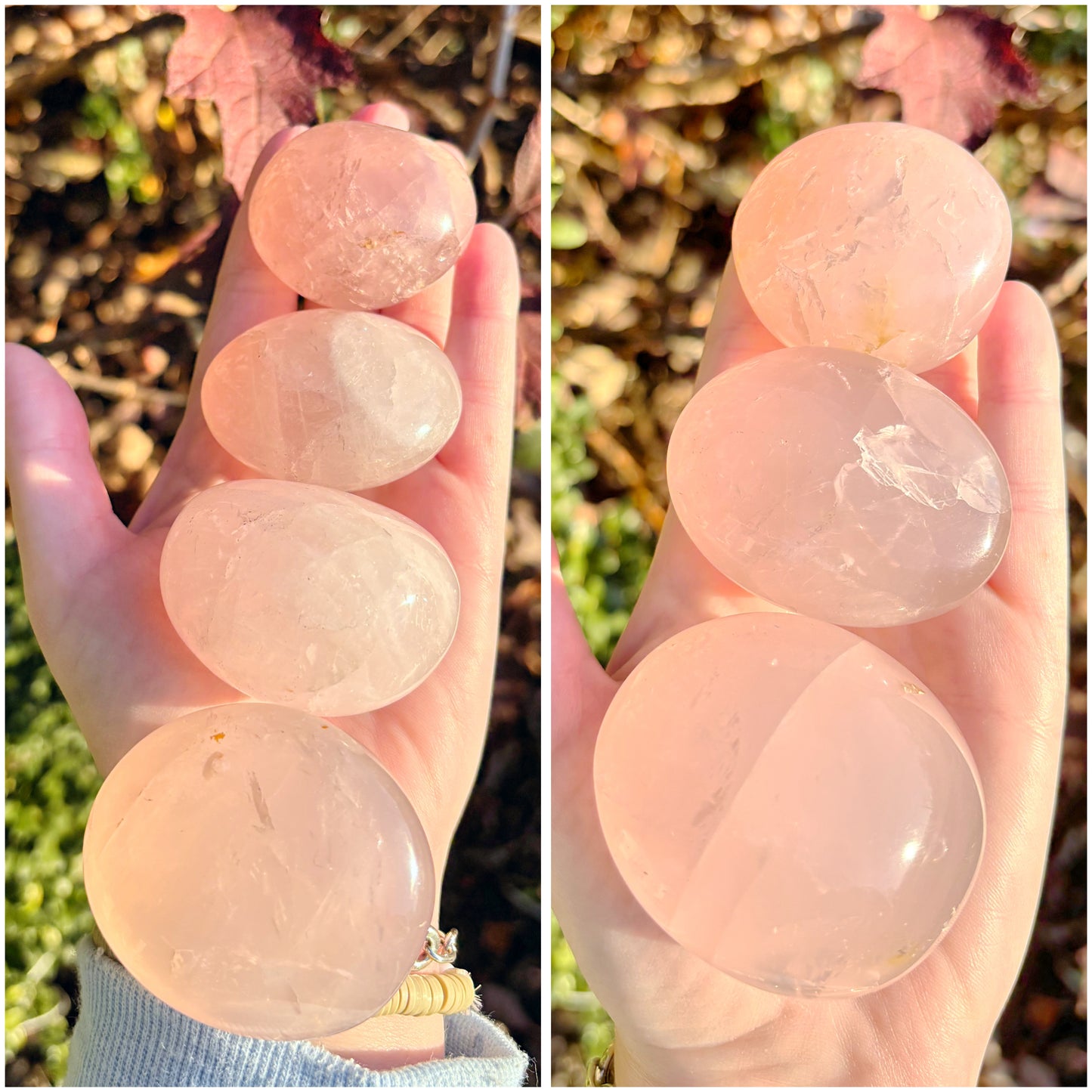 High-Quality Star Rose Quartz Palm Stones