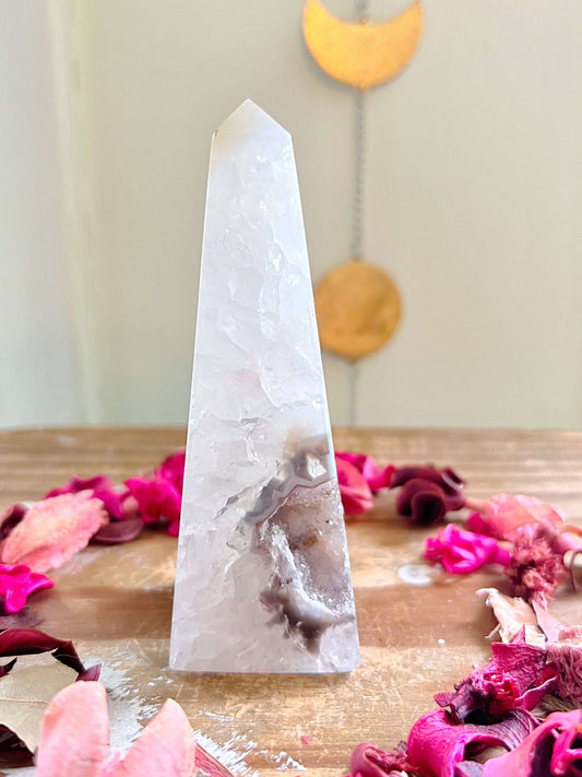 Rose and Quartz - Towers - Brazilian Agate Quartz Obelisk