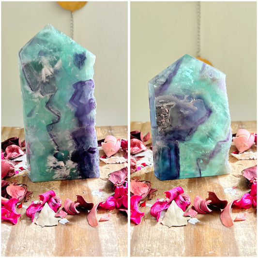 Feather Fluorite Half-Polished Towers