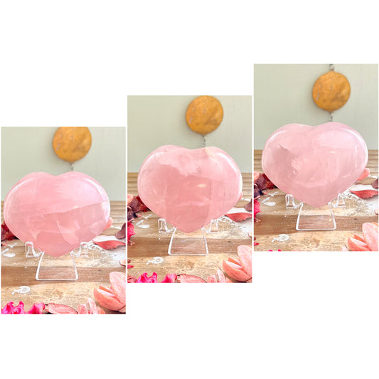 Star Rose Quartz Hearts On Stands