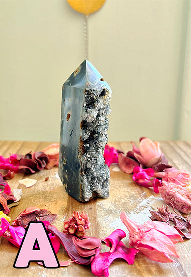 Rose and Quartz - Towers - Druzy Flower Ocean Jasper Tower A2