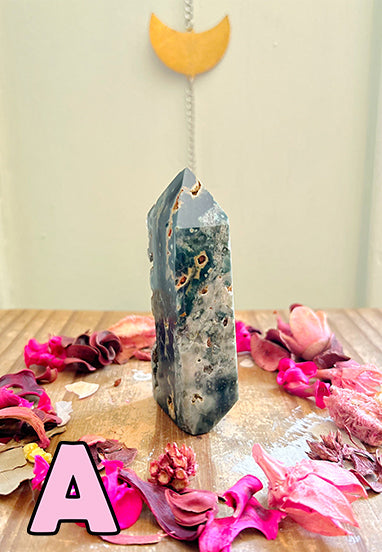 Rose and Quartz - Towers - Druzy Flower Ocean Jasper Tower A3