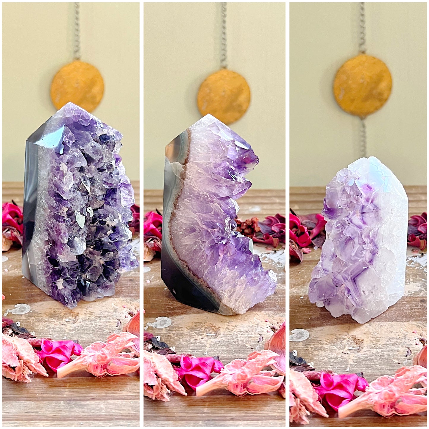 Rose and Quartz - Towers - Druzy Amethyst Towers