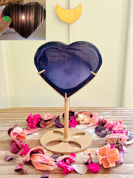 Midnight Obsidian Heart on Stand