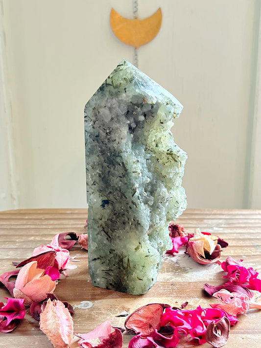 Prehnite Half-polished Tower