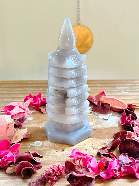 Druzy Agate Traditional Chinese Tower