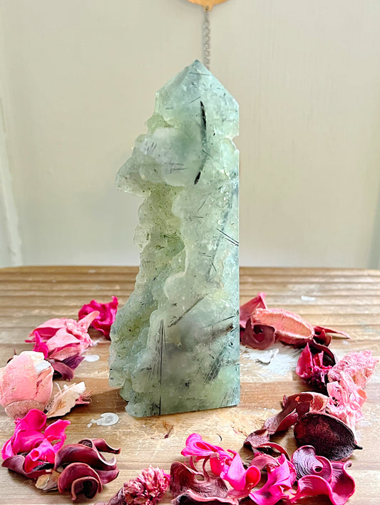 Half-Polished Prehnite Tower