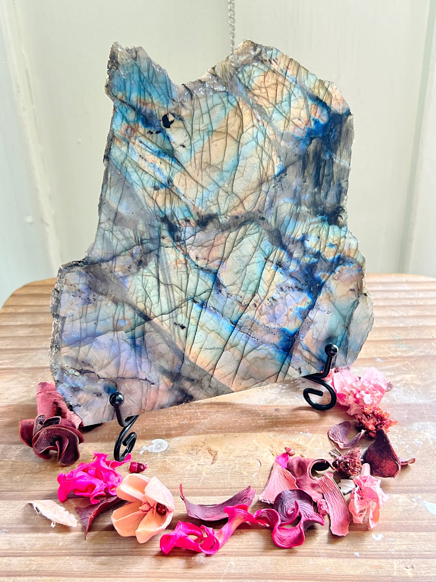 Large Labradorite Slab with Stand