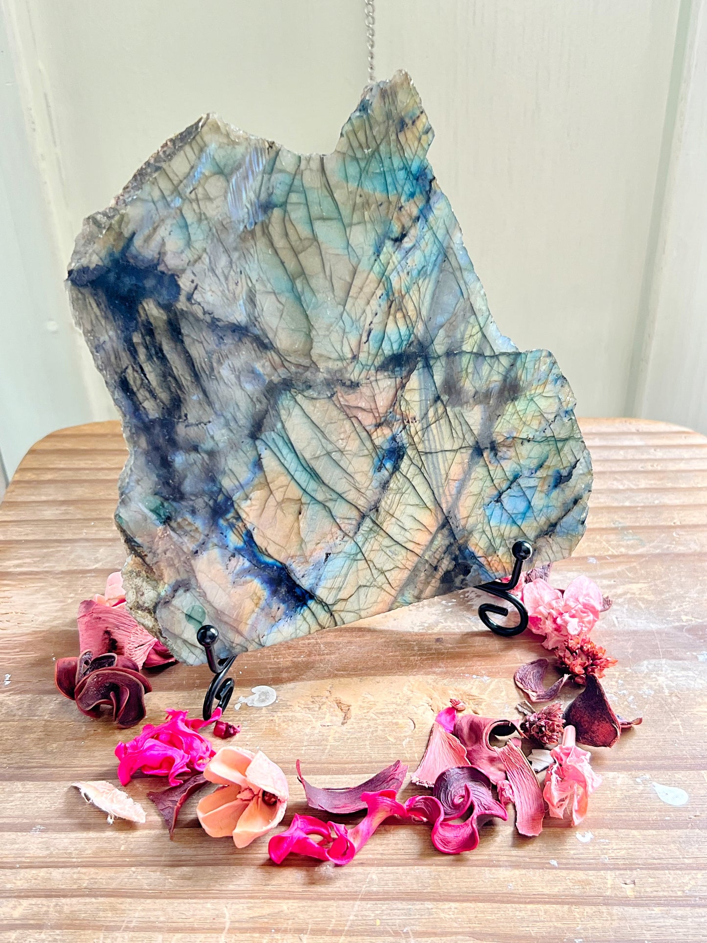 Large Labradorite Slab with Stand