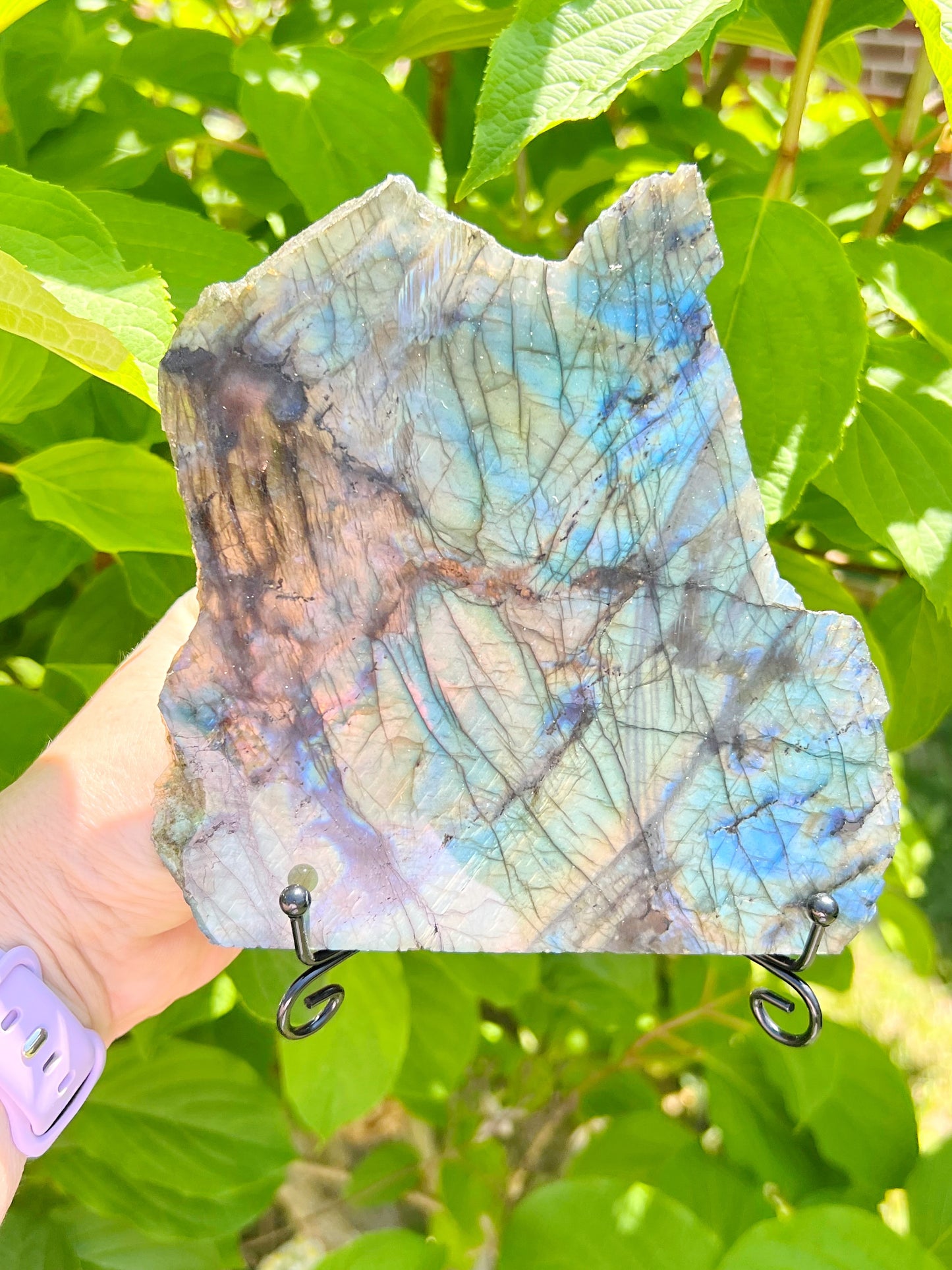 Large Labradorite Slab with Stand