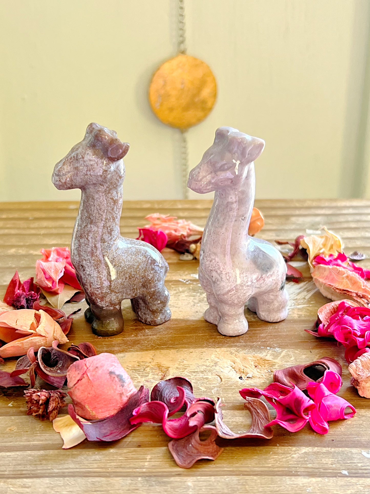 Pastel Ocean Jasper Giraffe Carvings