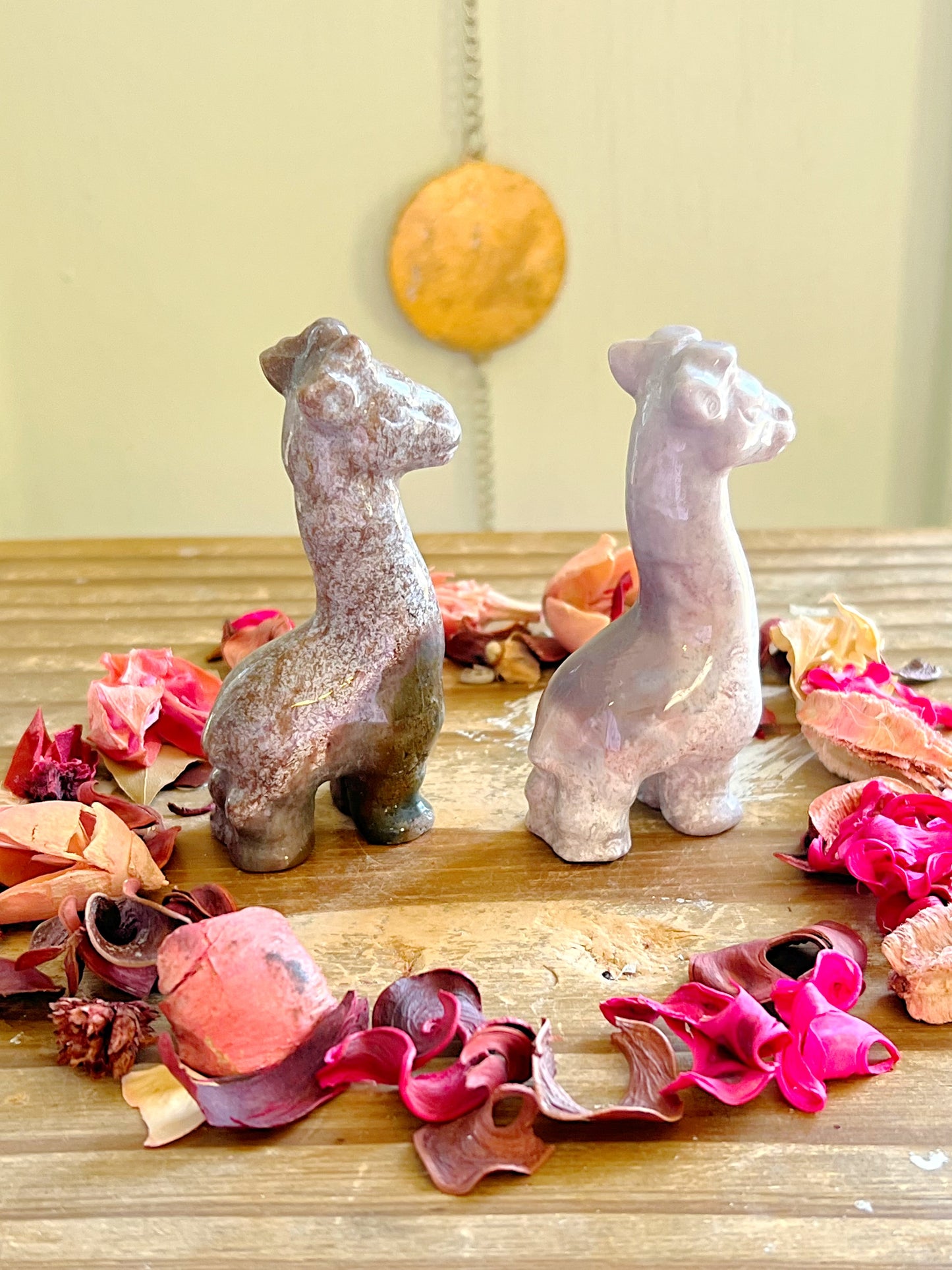 Pastel Ocean Jasper Giraffe Carvings