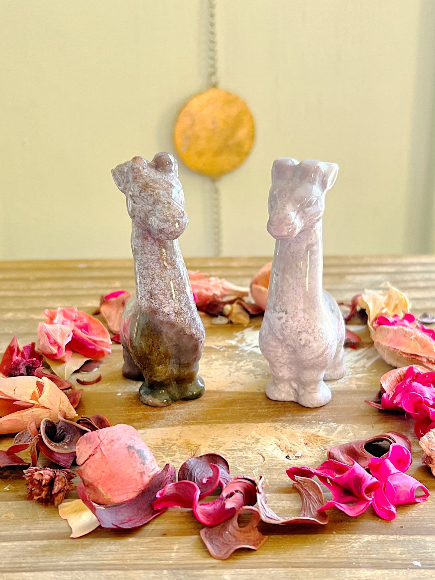 Pastel Ocean Jasper Giraffe Carvings