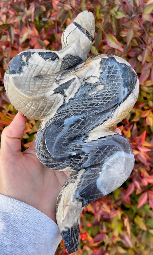 XXL Volcano Agate Snake Carving UV REACTIVE