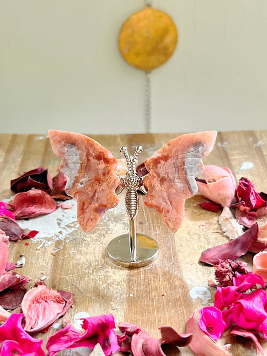 Pink Candy Agate Butterfly Wings