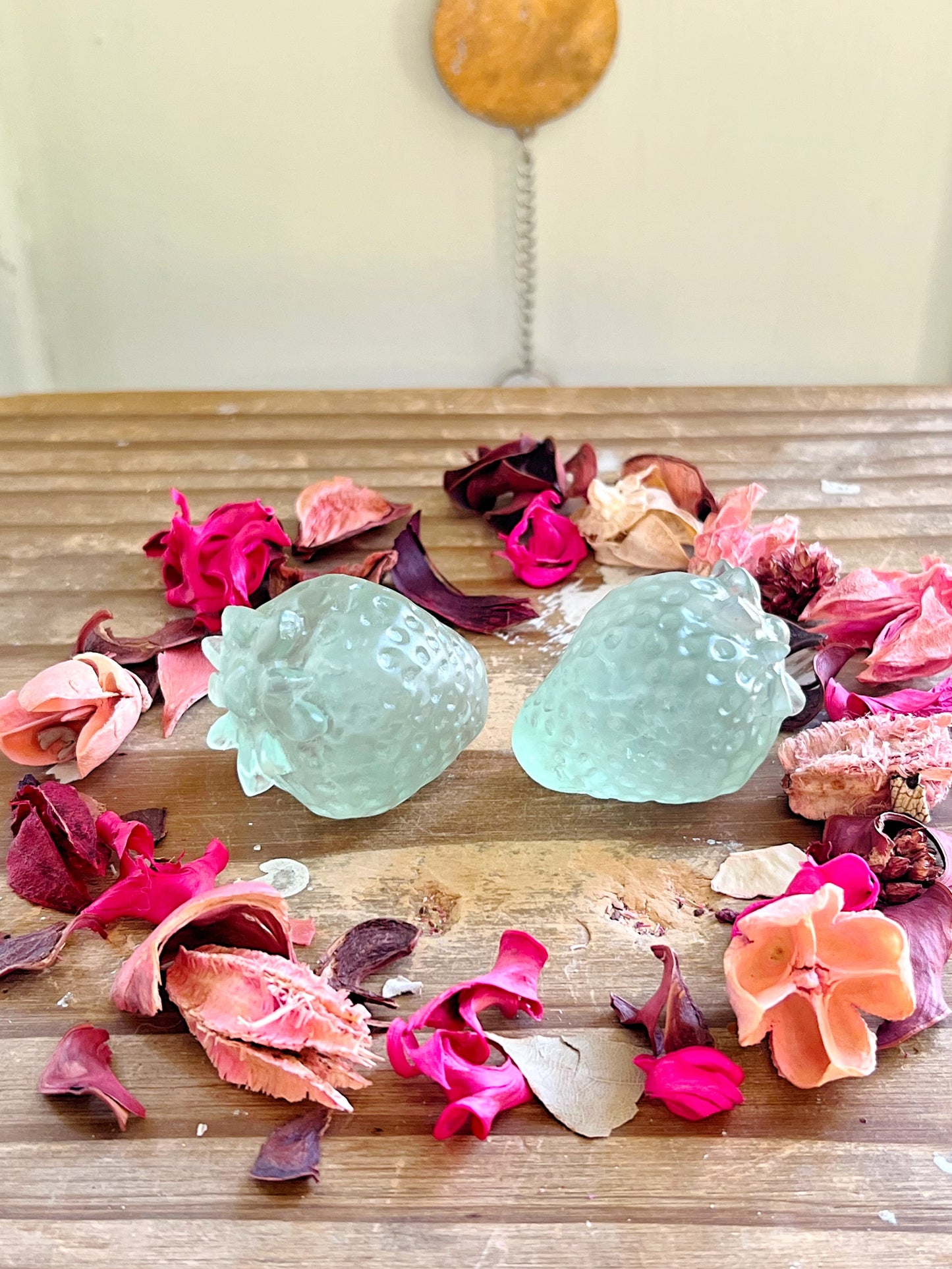 Green Fluorite Strawberry Carvings