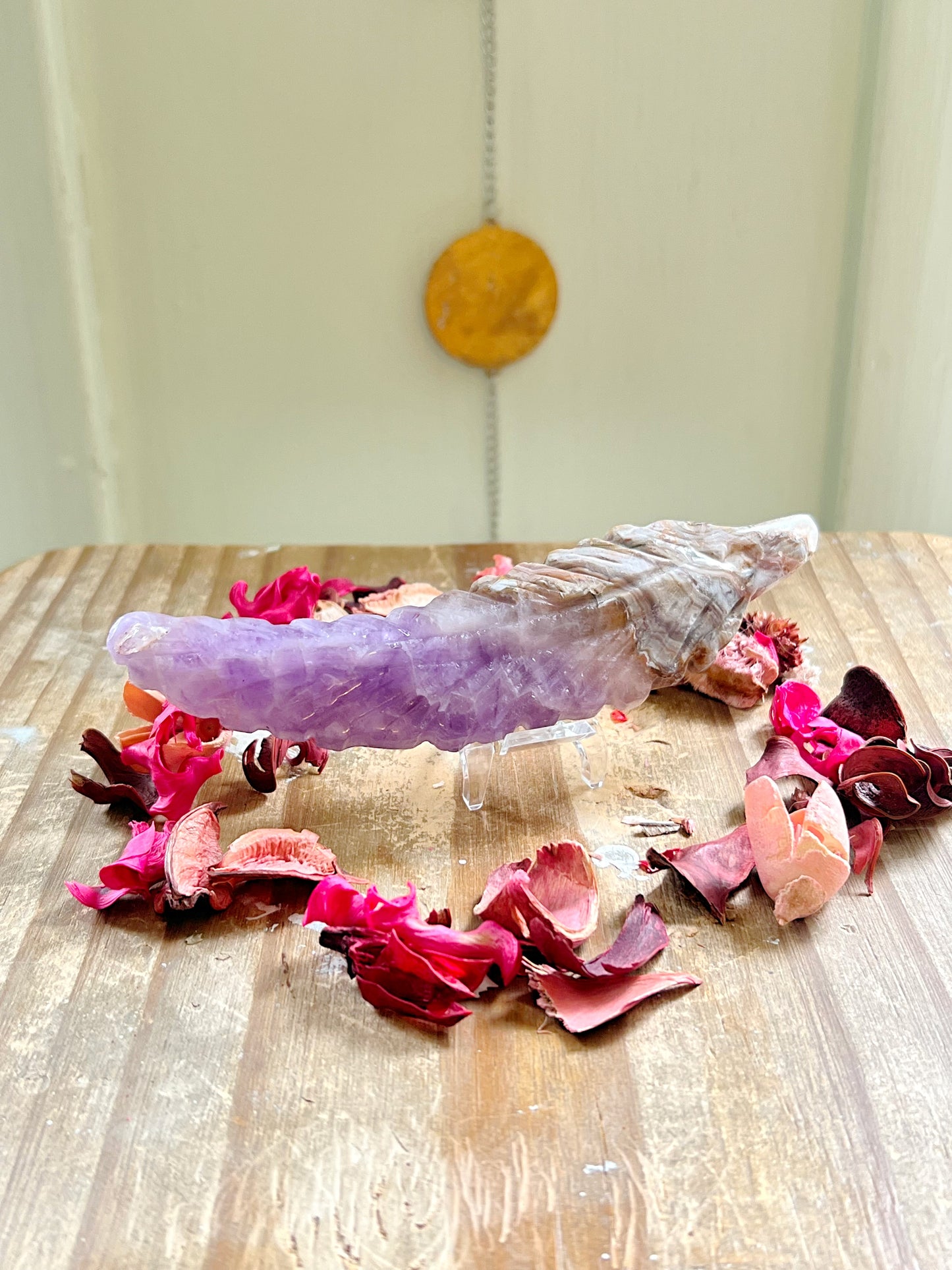 Amethyst x Mexican Lace Agate Feathers on Stands