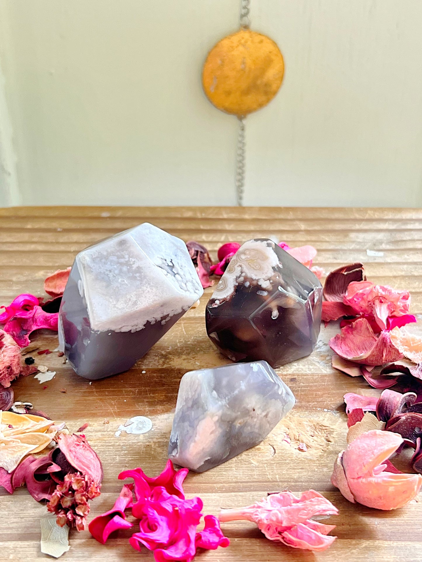 Black Flower Agate Freeforms