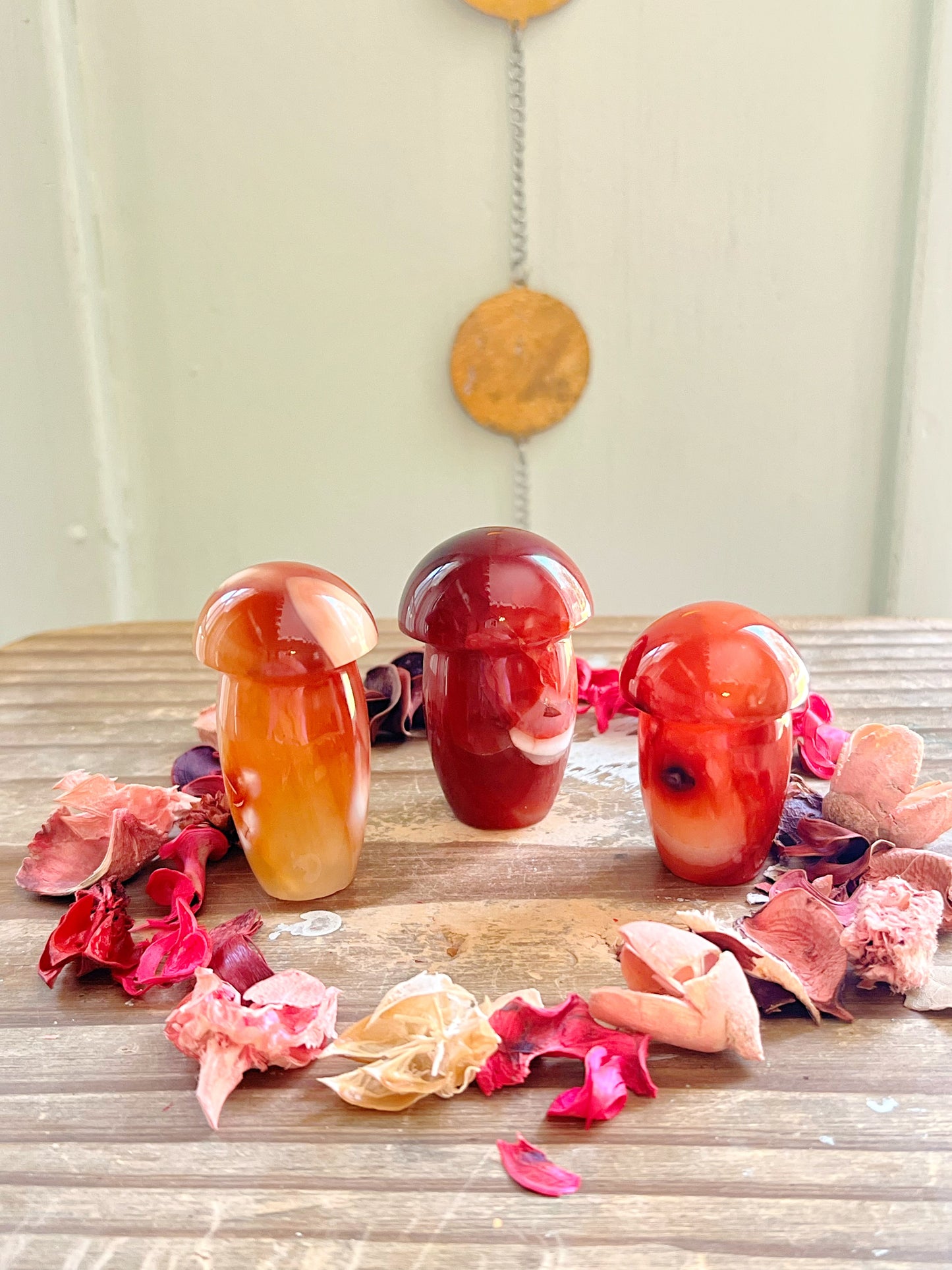 Carnelian Mushroom Carvings