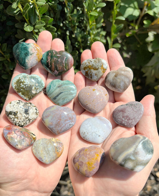 Small Ocean Jasper Hearts