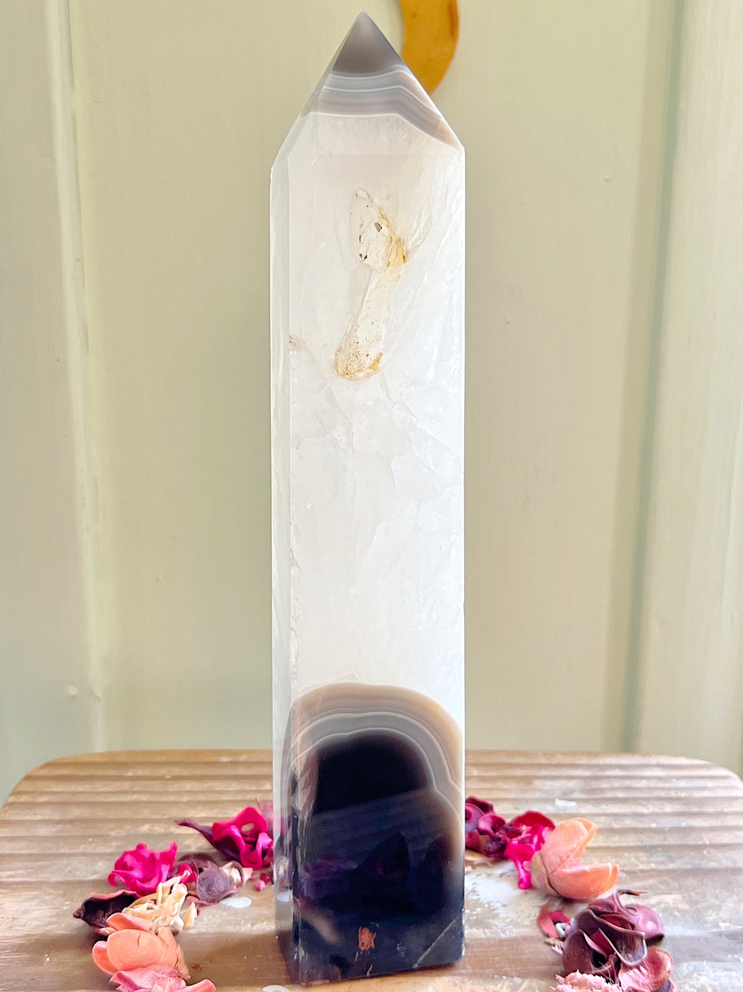 XXL Black Agate X Quartz Tower