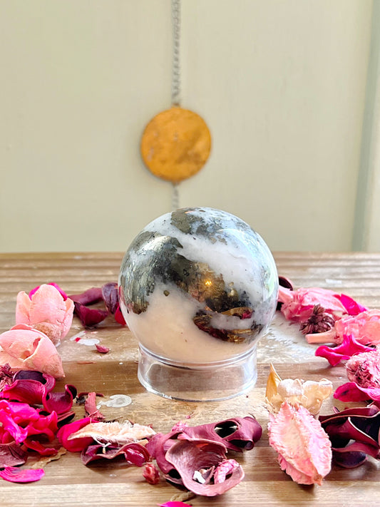 Pyrite X Quartz Sphere