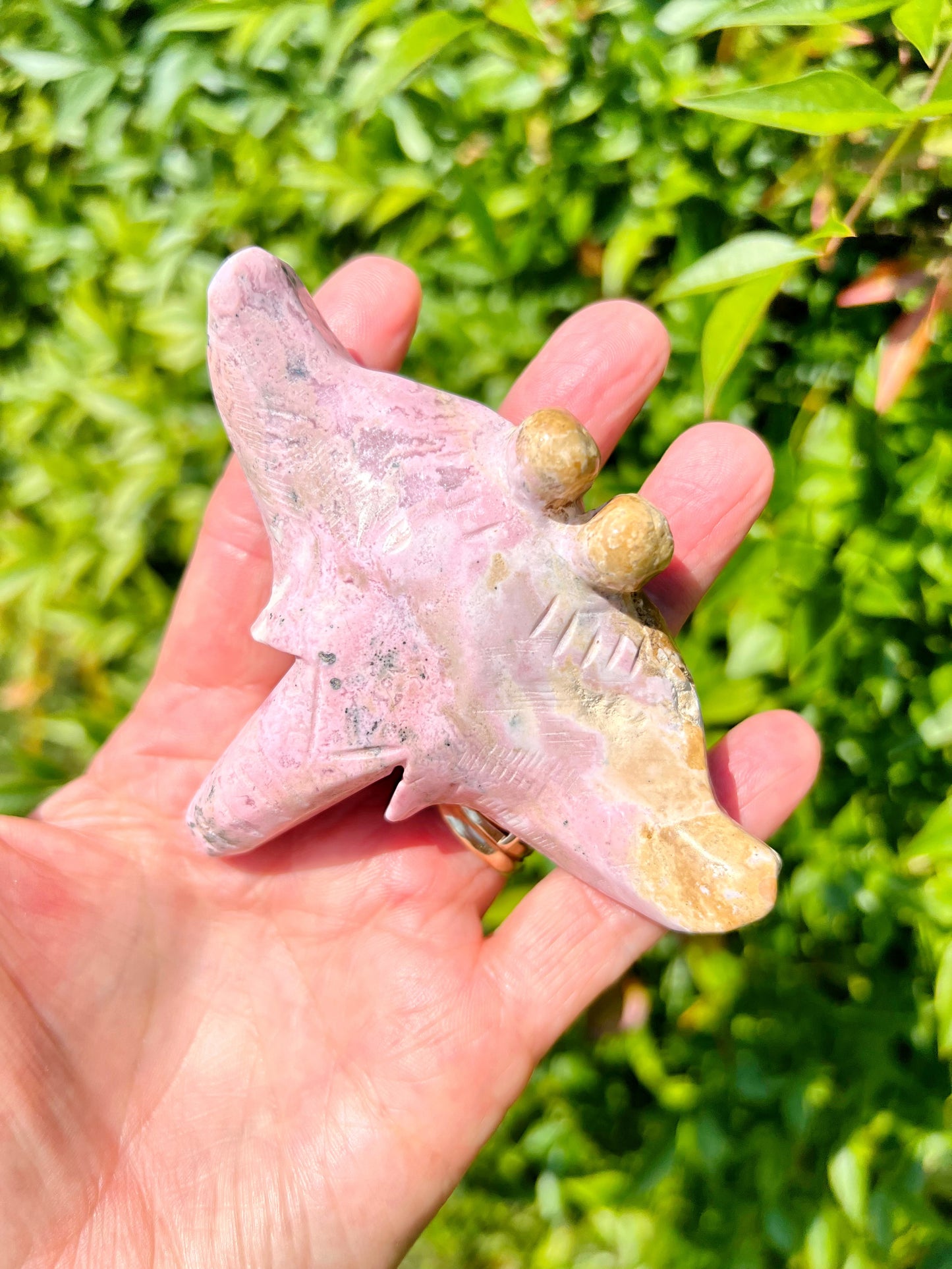 Peruvian Rhodonite Stingray Carving