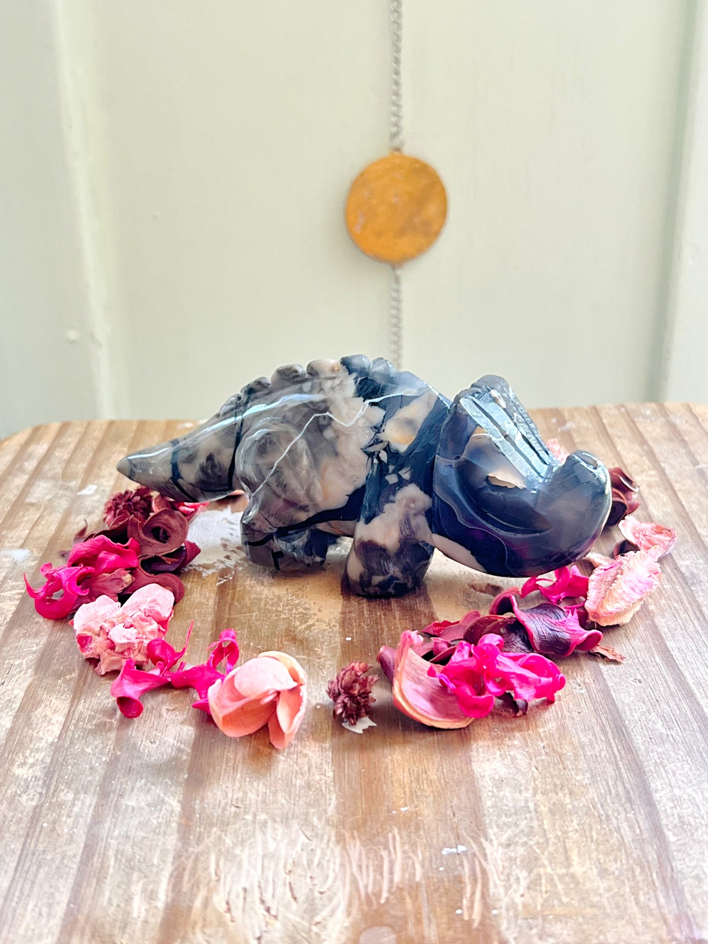 Volcano Agate Dinosaur Carving UV REACTIVE