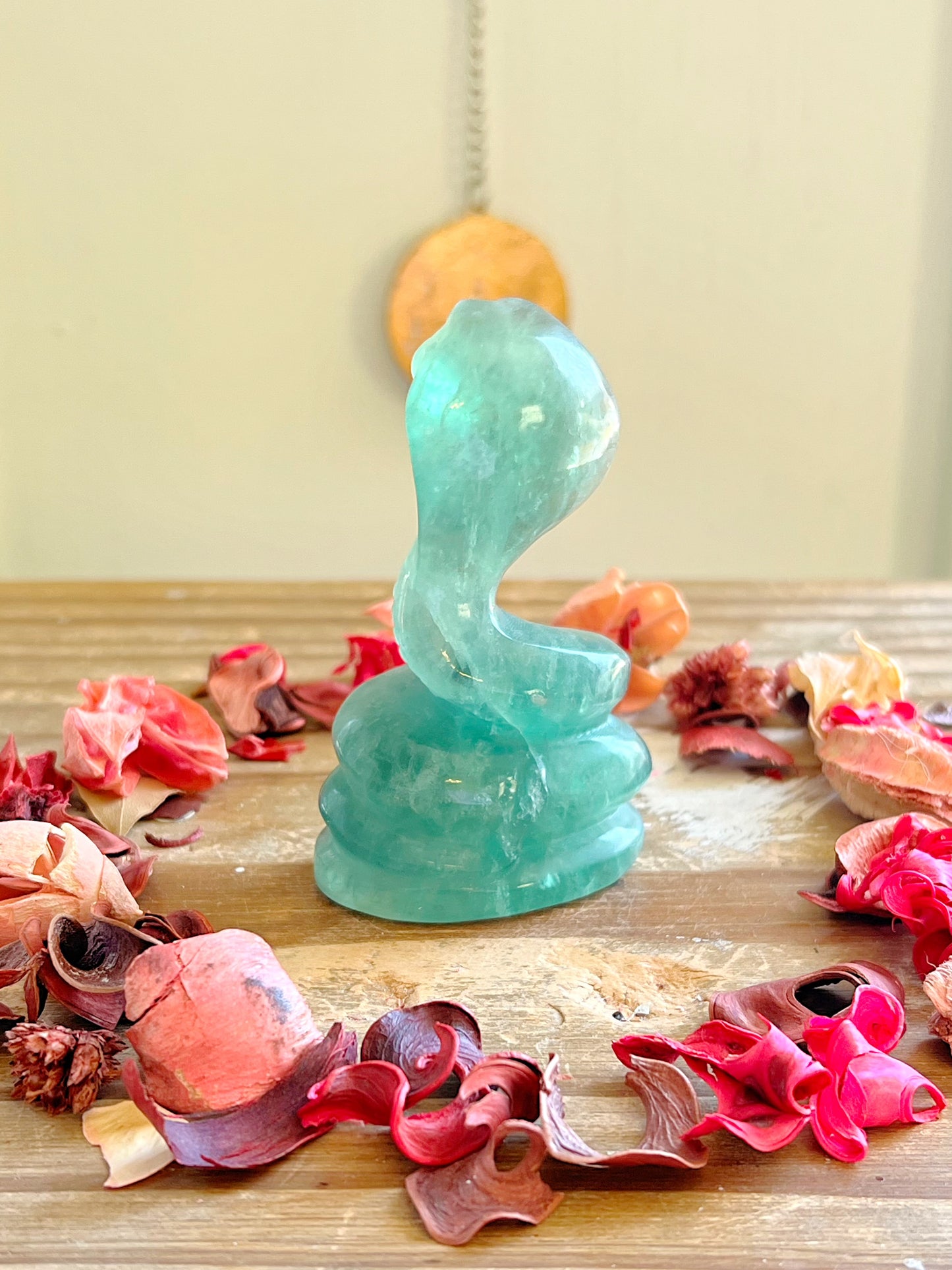 Green Fluorite Cobra Snake Carving