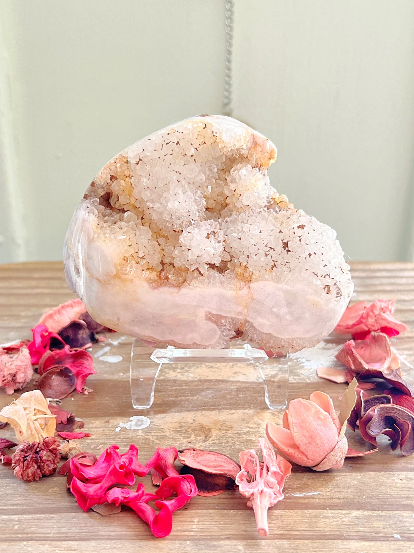 XL Druzy Pink Amethyst Freeform on Stand