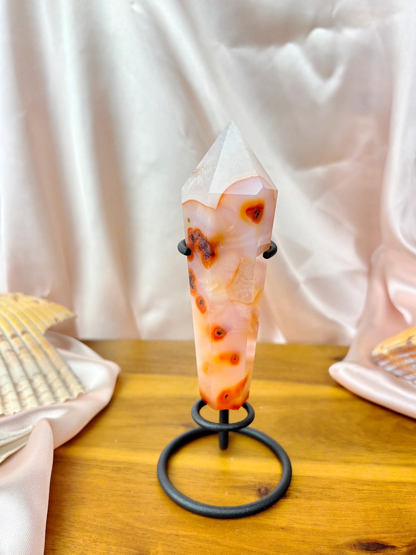 Carnelian Flower Agate Wands on Stands