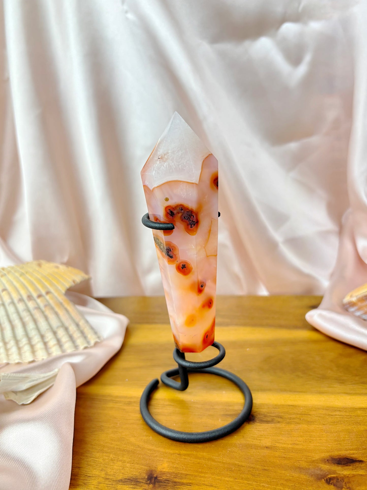 Carnelian Flower Agate Wands on Stands