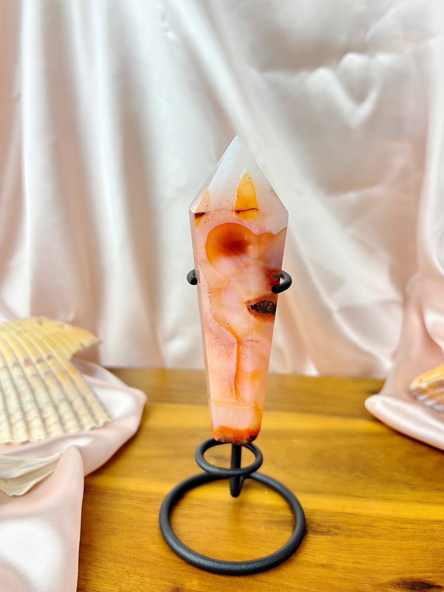 Carnelian Flower Agate Wands on Stands