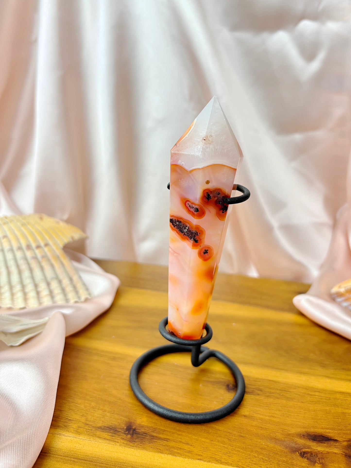 Carnelian Flower Agate Wands on Stands