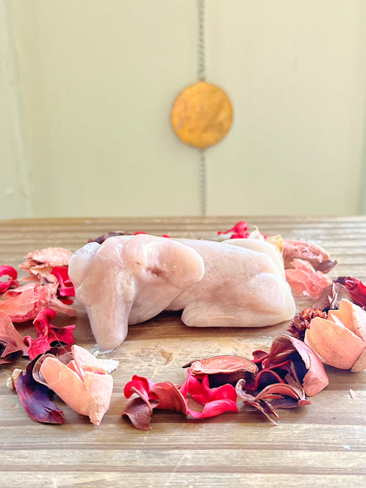 Druzy Pink Amethyst Dog Carving