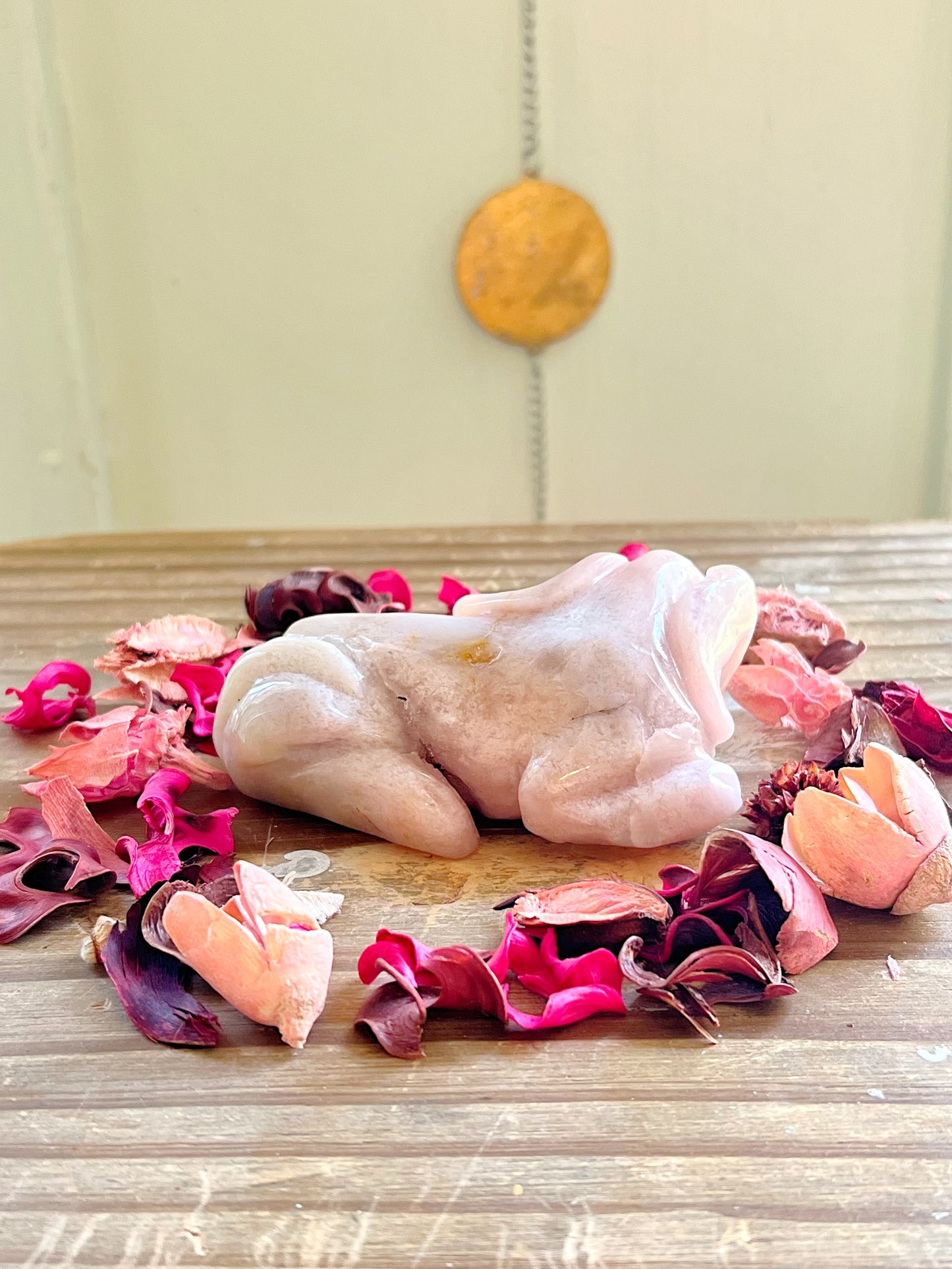 Druzy Pink Amethyst Dog Carving