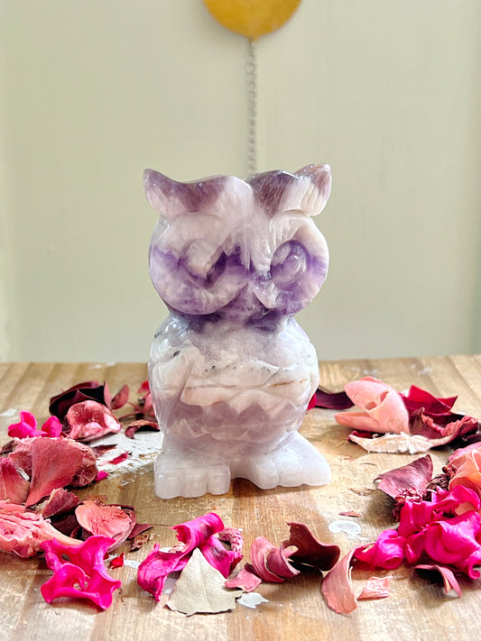 Dream Amethyst Owl Carving