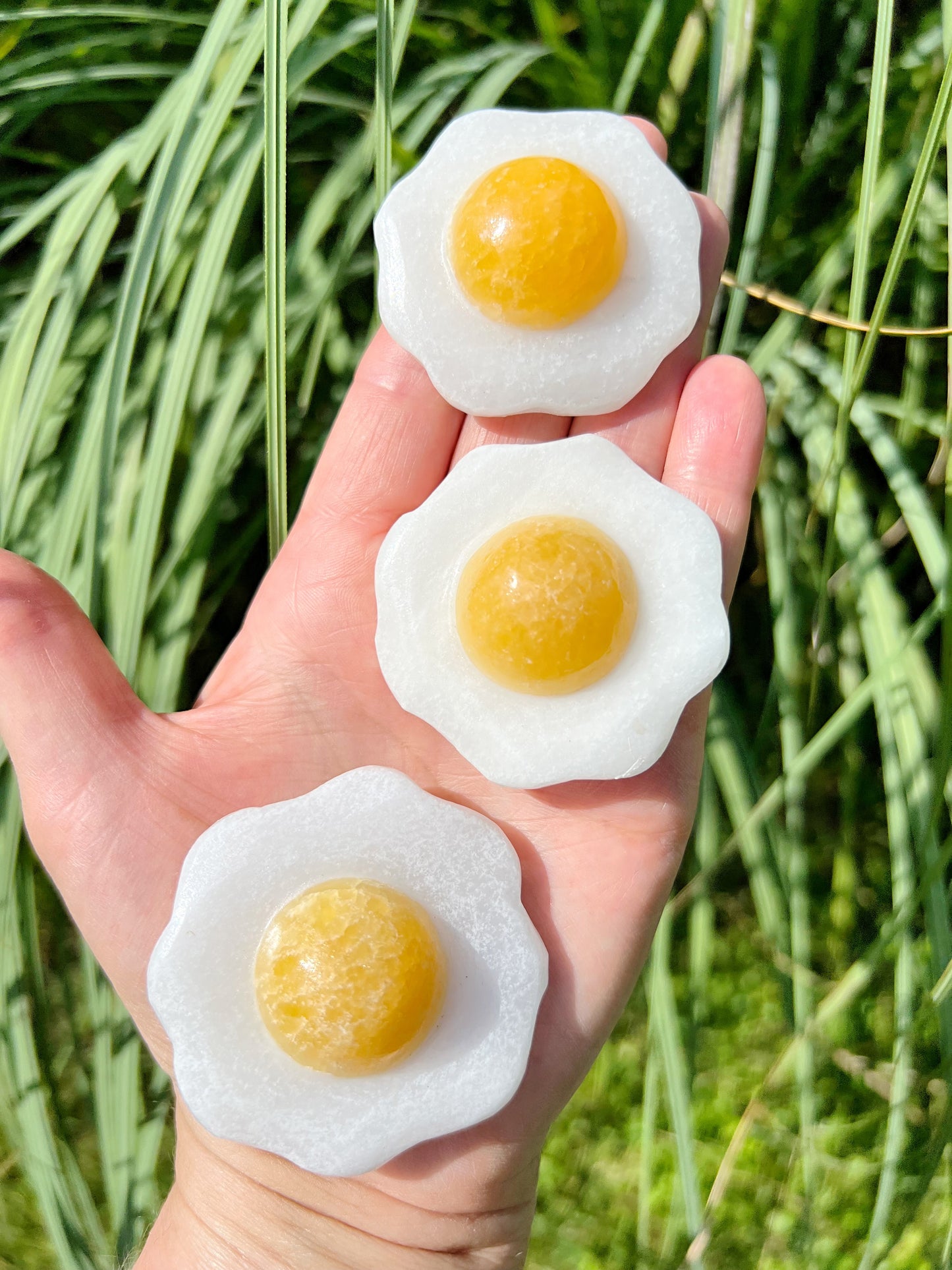 Orange Calcite Egg Carvings