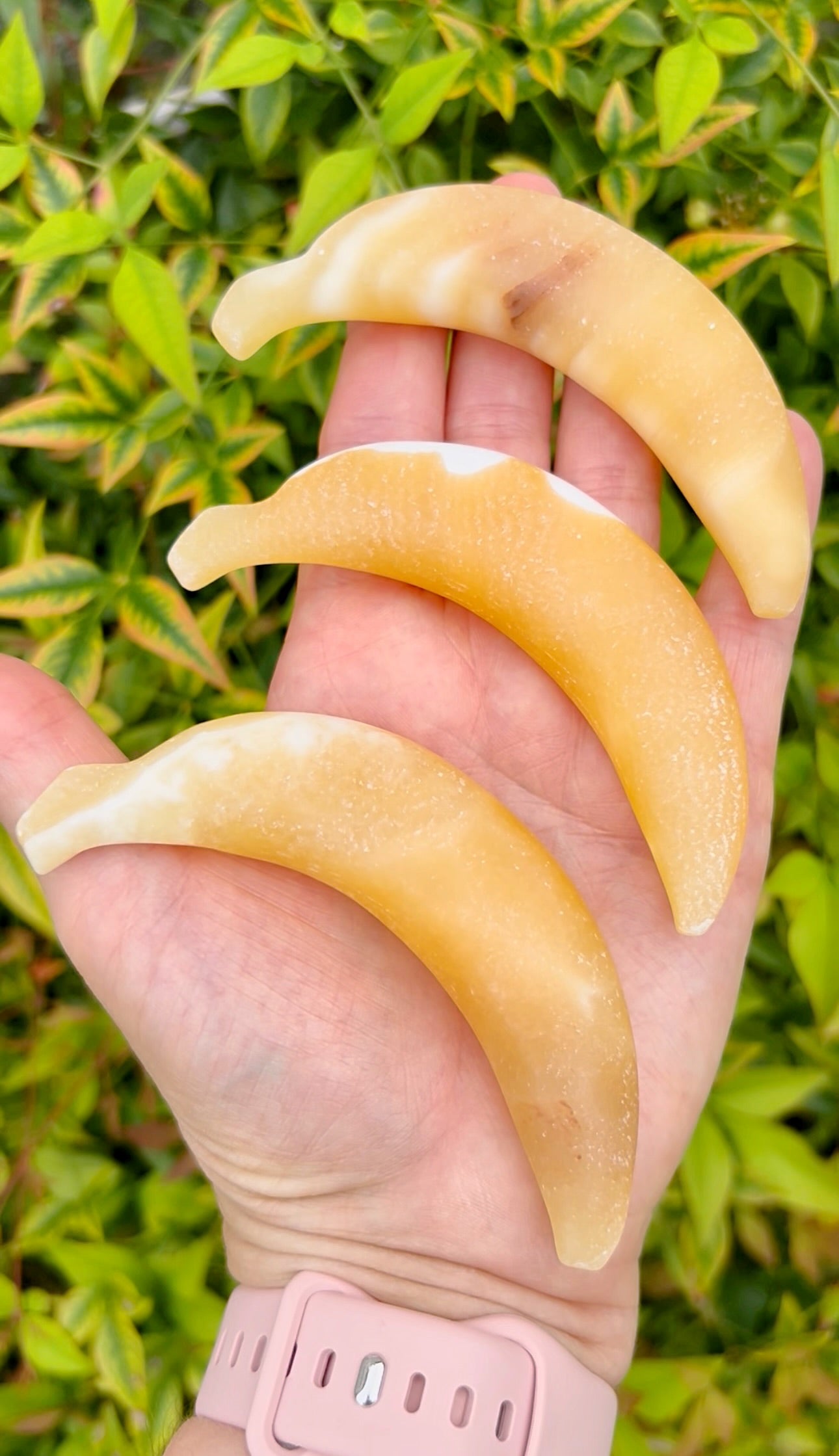 Orange Calcite Banana Carvings
