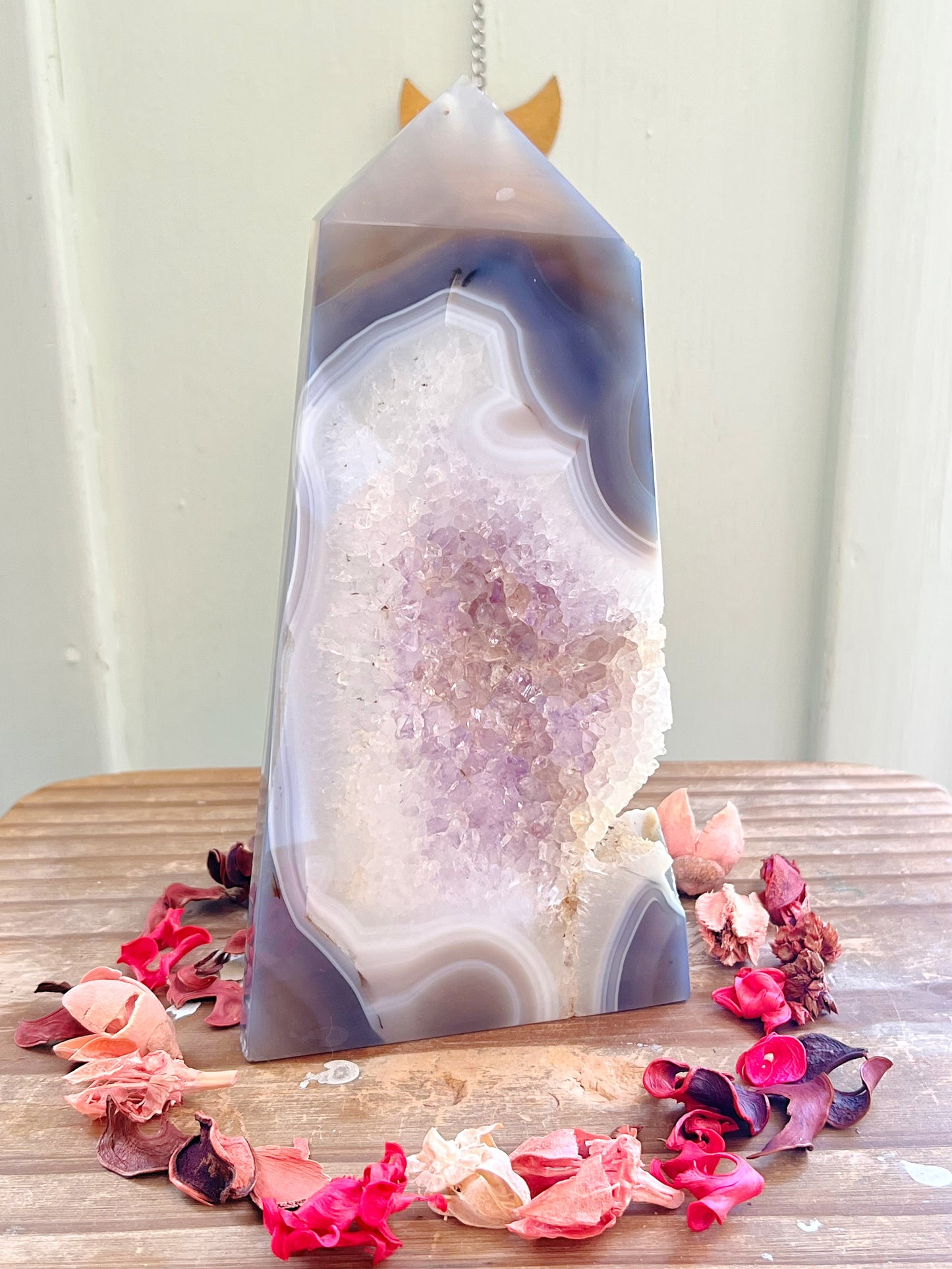 Large Druzy Agate x Amethyst x Quartz Tower