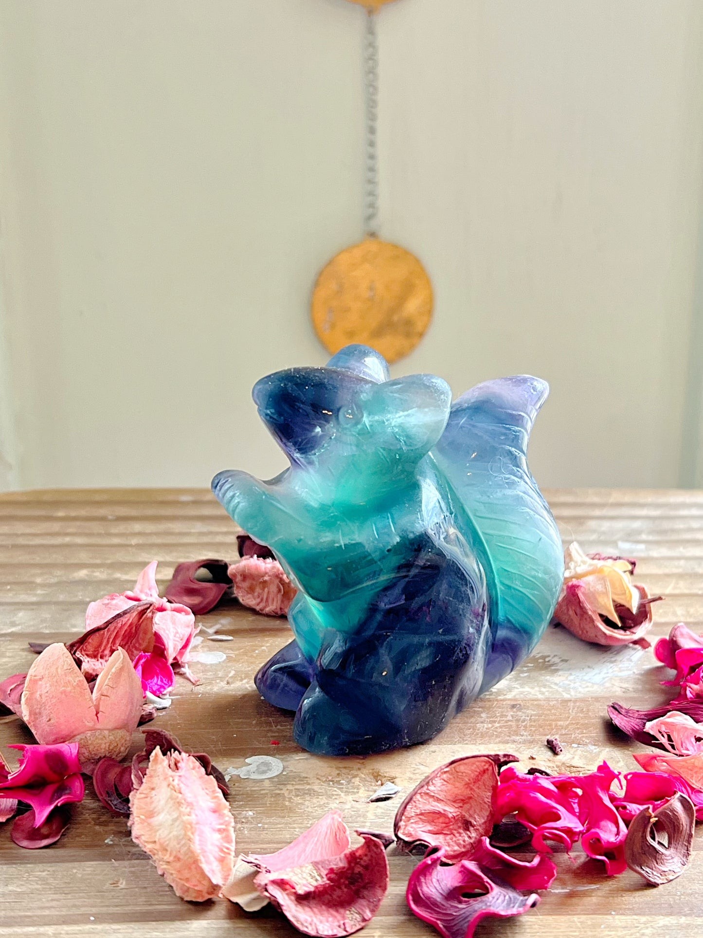 Rose and Quartz - Carvings - Fluorite Squirrel Carving