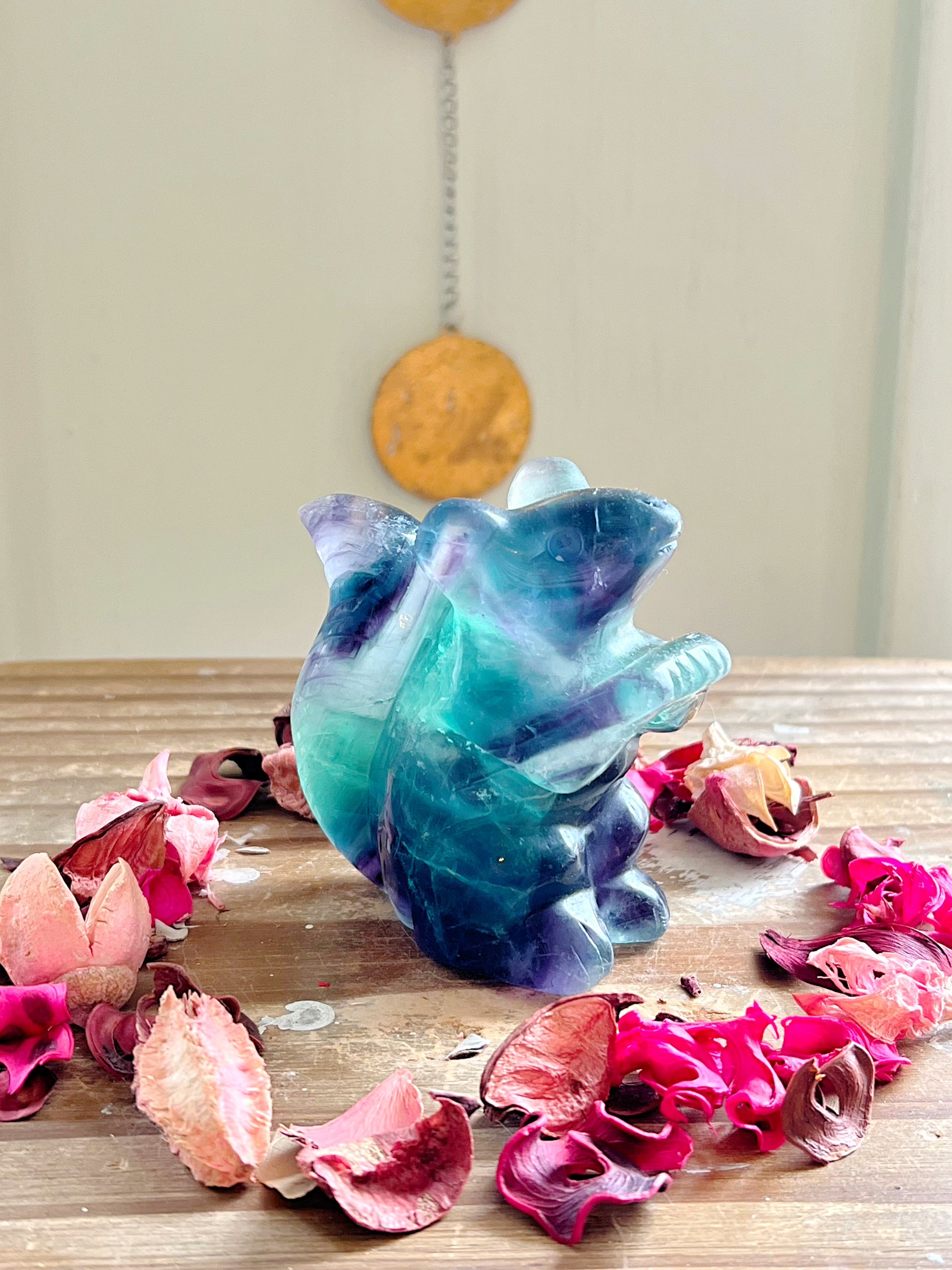 Rose and Quartz - Carvings - Fluorite Squirrel Carving 1