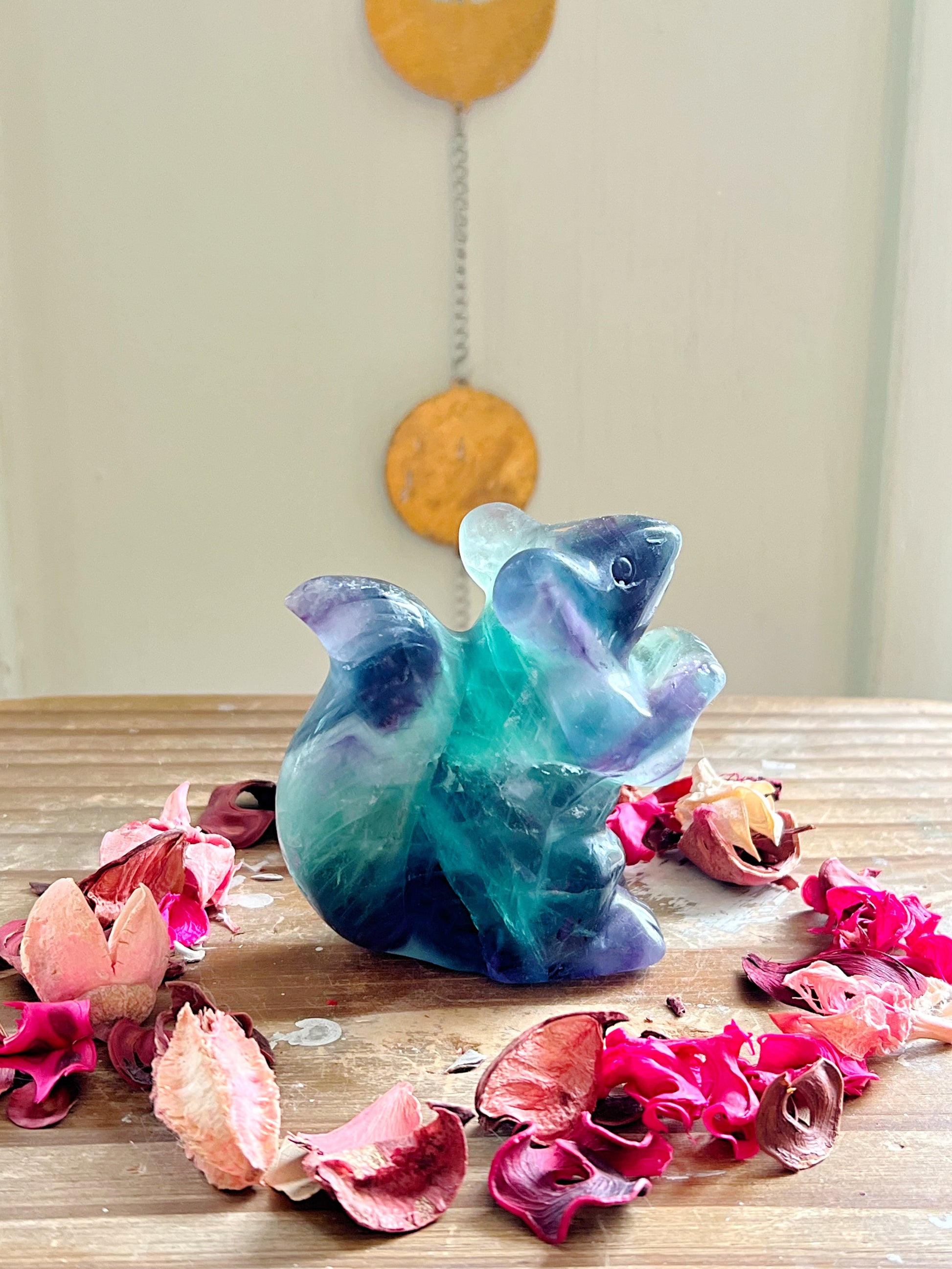 Rose and Quartz - Carvings - Fluorite Squirrel Carving 2