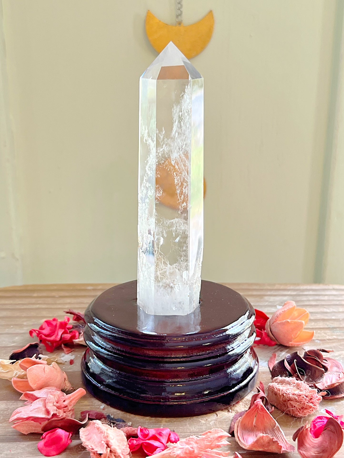 Rose and Quartz - Carvings - Clear Quartz Point on Stand
