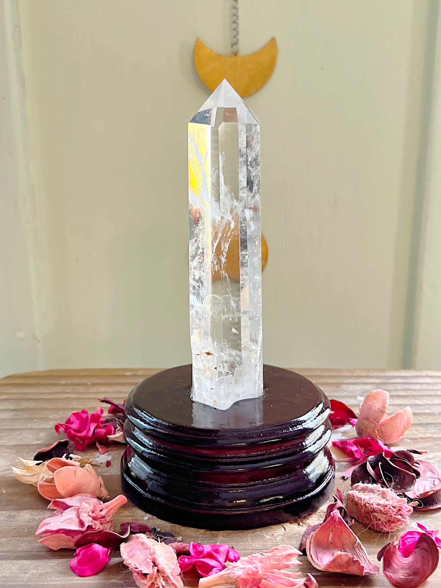 Rose and Quartz - Carvings - Clear Quartz Point on Stand 1